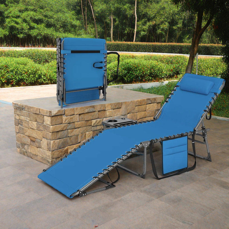 Adjustable Steel Patio Lounge Chair, Portable And Comfortable For Outdoor Relaxation