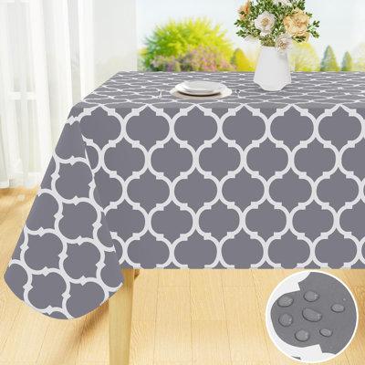 Rectangle Tablecloth, Waterproof Vinyl Tablecloths With Flannel Backing For Rectangle Tables, Wipeable Spillproof Plastic Tablecloth ,60" X 84", Grey