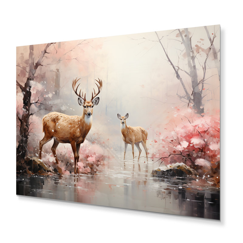 Art mural en métal Pink Deer, H 12 po x l 20 po x P 1 po