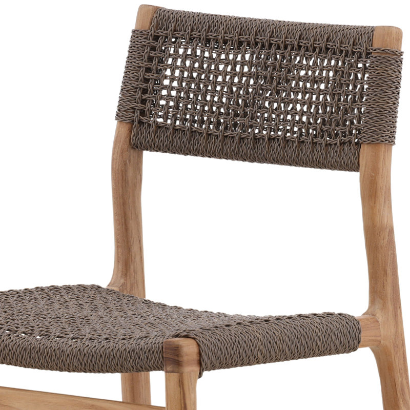 Ysidro Teak Wood Outdoor Dining Chair, Gray