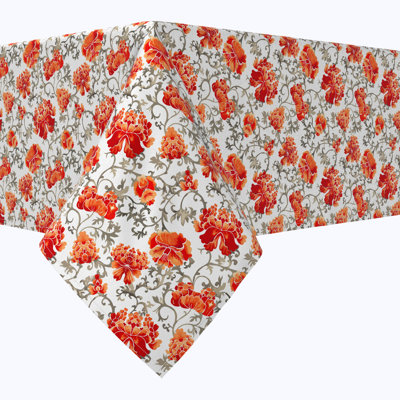 Rectangular Tablecloth, 100% Cotton, Floral 205