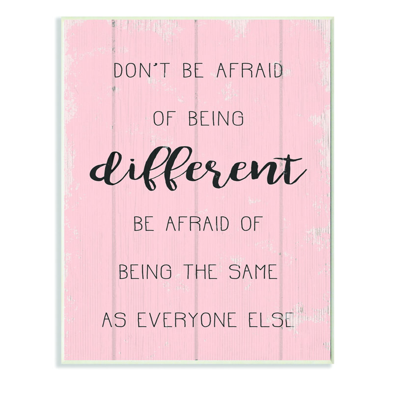 " Don't Be Afraid Pink Wood Texture Inspirational Word Design ", Wood Plaque, 15" H x 10" W