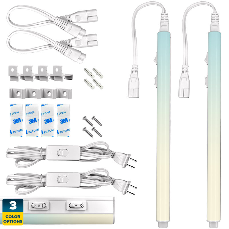 2-Light 12" Plug In LED Under Cabinet Strip Light