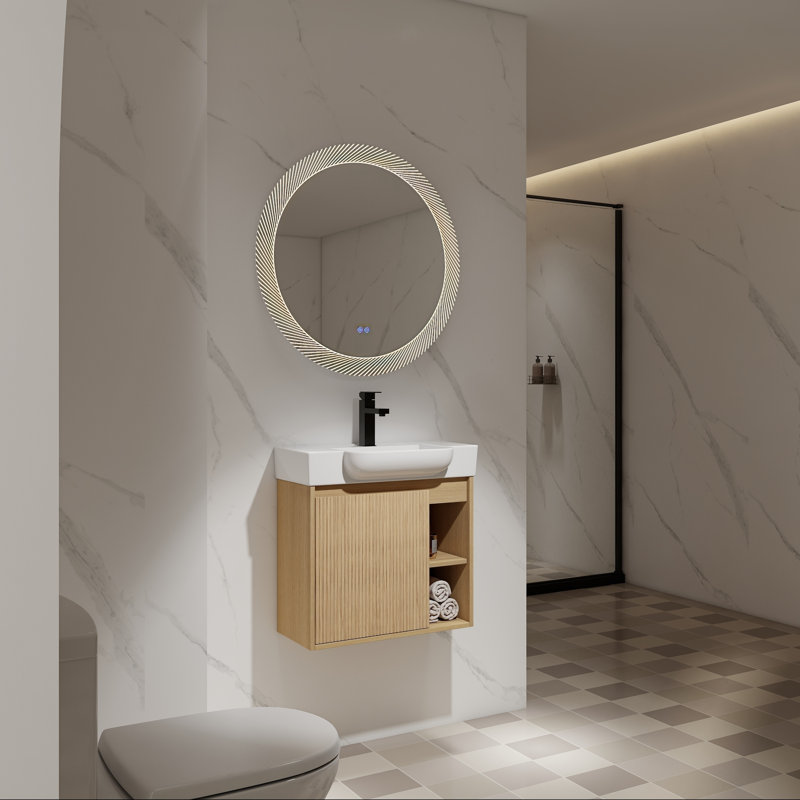 Meuble-lavabo mural avec lavabo en céramique blanche, 24"