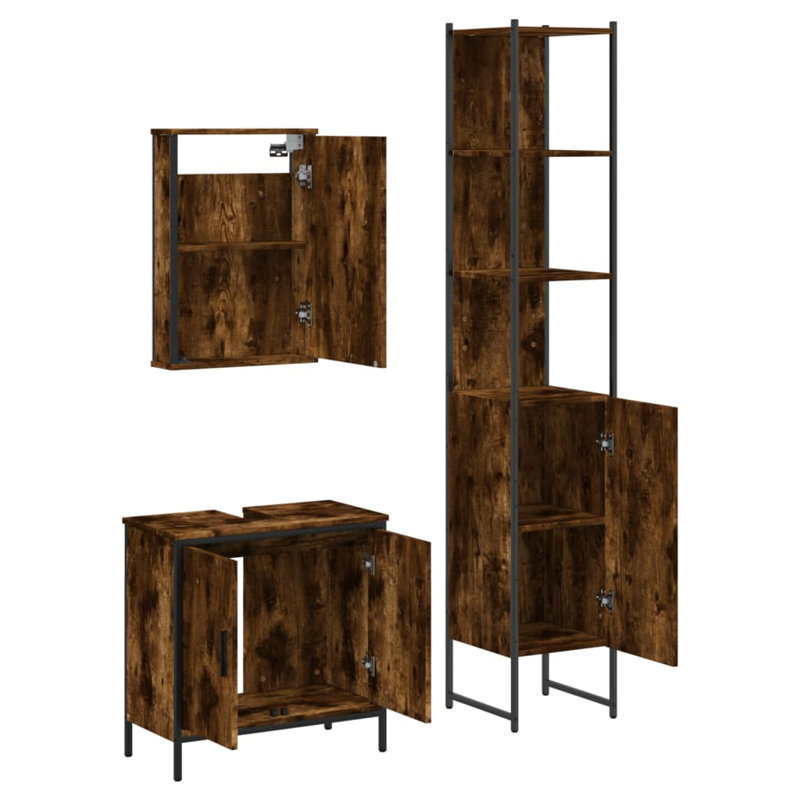 Abdulmalek Bathroom Furniture Suite, Smoked Oak