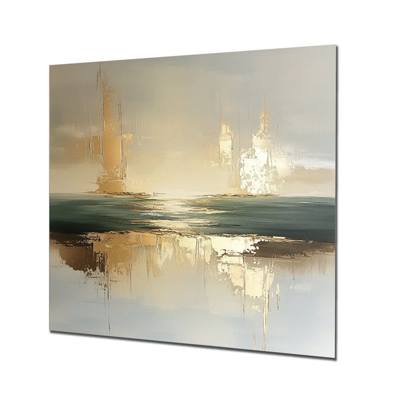 Jahiro II - Grand tableau mural en métal représentant un paysage urbain abstrait, 16" H x 16" W