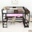 Lit mezzanine en métal avec tablettes intégrées, bande lumineuse à DEL et bureau-129991252