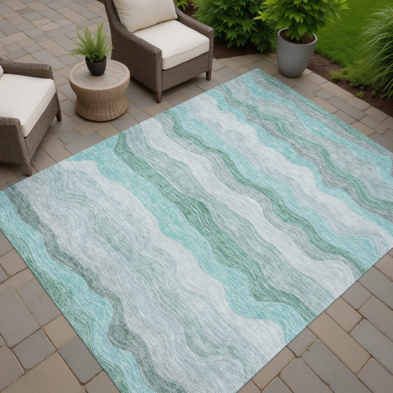Tapis intérieur / extérieur lavable à la machine Lanphear ACN2397, Rectangle 3' x 5'