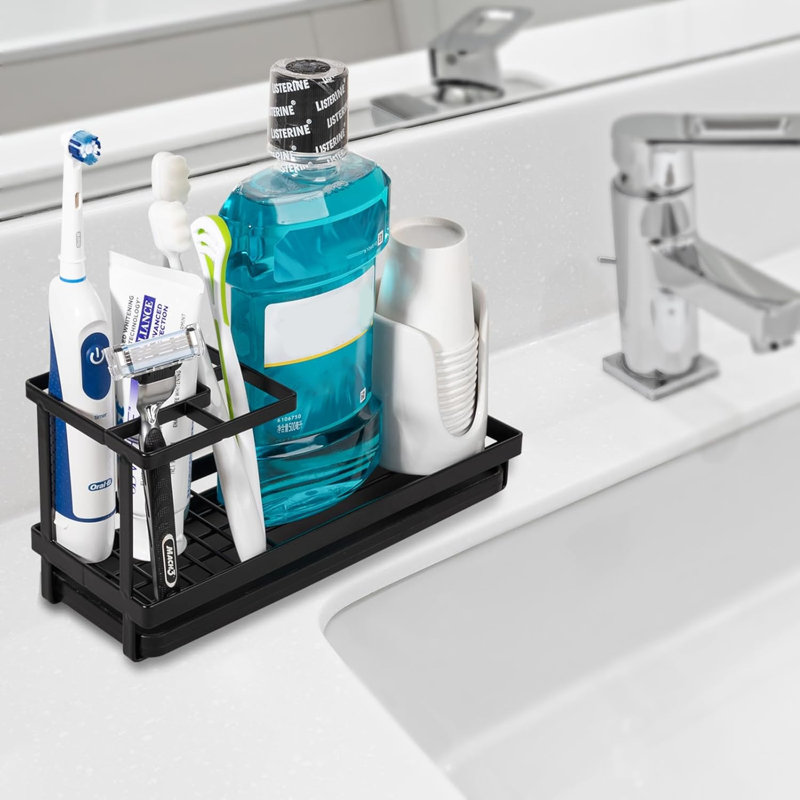 Support de rangement pour dentifrice haute résistance à la rouille, Noir