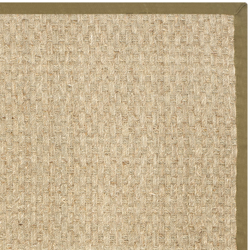 Auckland Bamboo Slat/Seagrass Natural/Olive Area Rug, Rectangle 2' x 3'