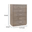 Commode haute Keno, 5 tiroirs, poignées de bar, bois d'acacia brun