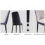 Ensemble de table de salle à manger et de chaises en polyuréthane moderne, crème et bleu, idéal pour recevoir à la maison