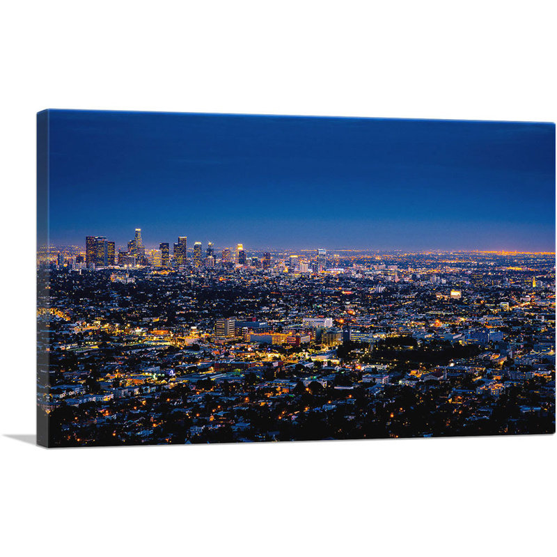 Los Angeles Skyline at Night - reproduction de photo sur toile tendue, H 26 po x l 40 po x P 0,75 po