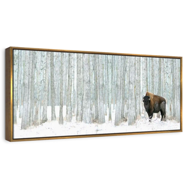 Alberta Winter, 57 po x 19 po, Cadre flottant doré