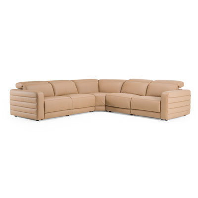 Bianca - Modern Brown Leather Sectional Sofa W/ 3 Recliners
