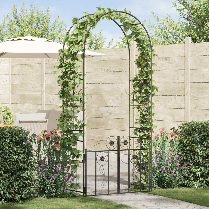 102cm W x 50cm D Steel Arbour, Black