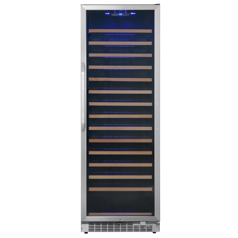 141 Bottle Dual Zone Stainless Steel Wine Refrigerator with Interior Lighting