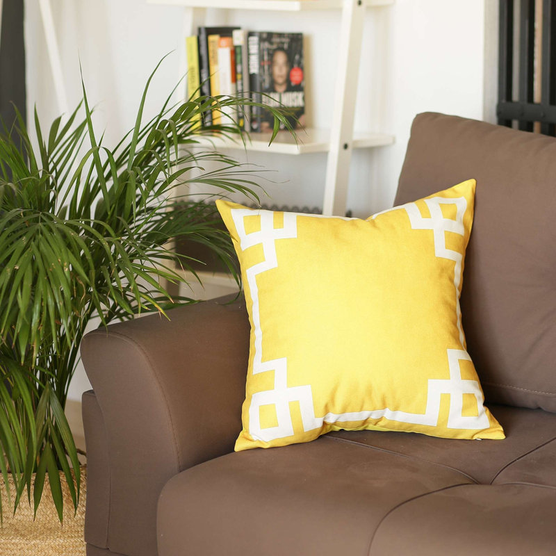 Geometric Grey and White Polyester Square Pillow Cover 20" x 20"