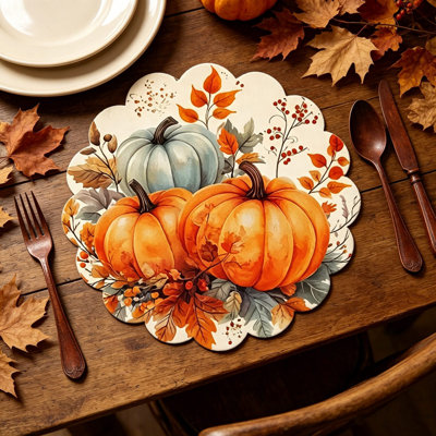 Lot de 5 ensembles de table décoratifs lavables, résistants à la chaleur, en forme de citrouille et de feuille d'érable, parfaits pour la décoration de la salle à manger, de la cuisine ou des fêtes à la maison. Parfait pour l'Action de grâce, l'Halloween et les occasions spéciales.