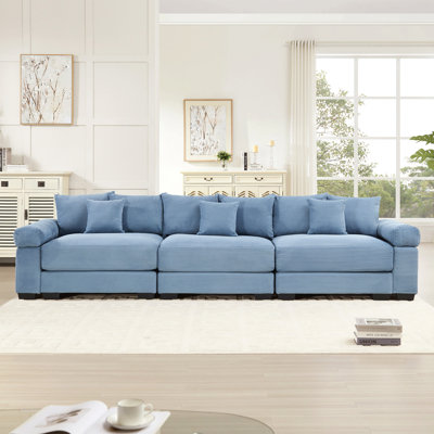 Canapé modulaire surdimensionné de 130 po en forme de nuage, canapé 3 places en velours côtelé de qualité supérieure avec accoudoirs très épais, coussin ergonomique, conception ergonomique et assemblage facile pour les salons