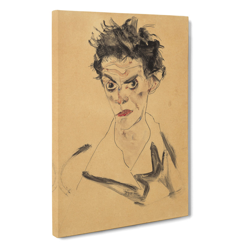Self-Portrait Vol.1 by Egon Schiele - Wrapped Canvas Painting, 76cm H x 50cm W x 3cm D