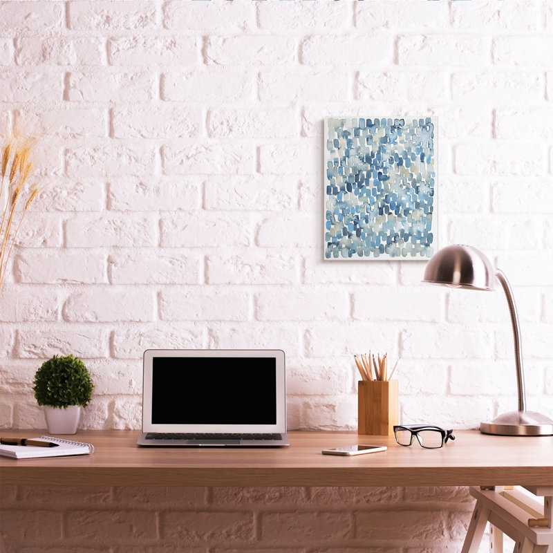 «Coastal Tile Abstract Soft Blue Beige Shapes», art mural sur toile par Grace Popp, Toile tendue, H 20 po x l 16 po