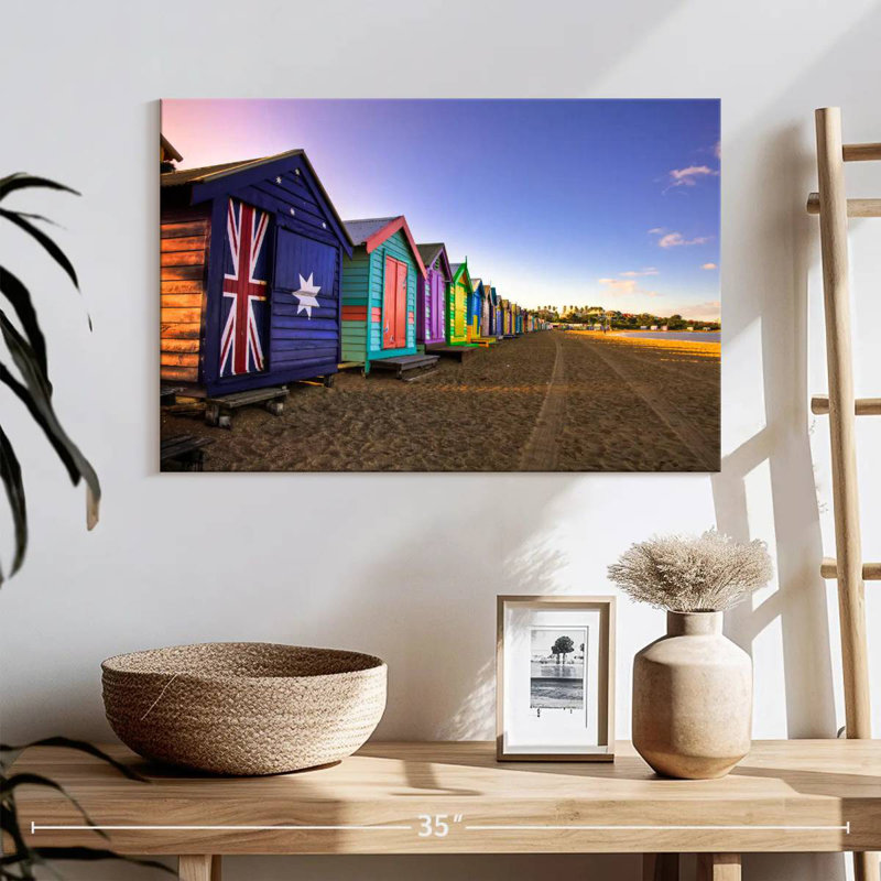 Lilie Multicoloured Brighton Beach Huts, 16" H x 24" W