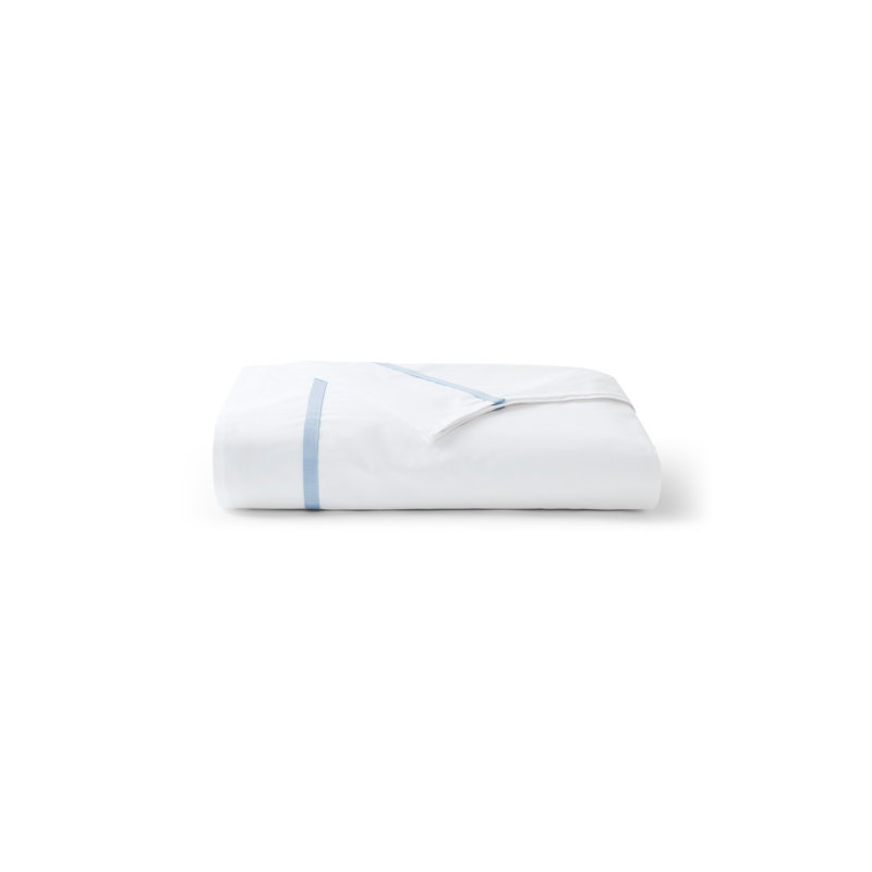 Beaumont Flat Sheet, California King/King Flat Sheet, White/Pale Blue