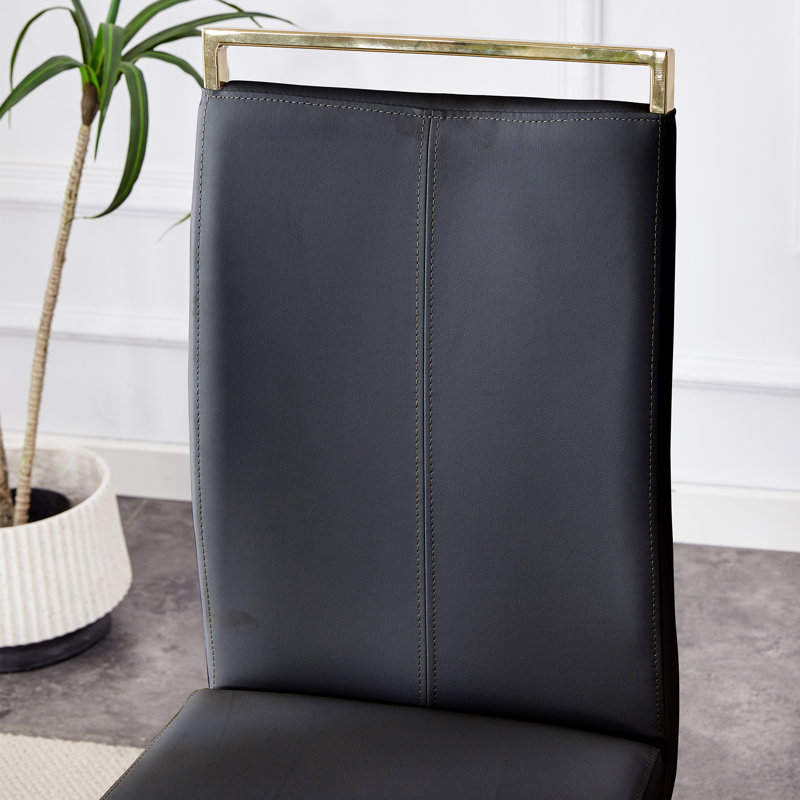Ensemble de table de salle à manger Aurora Luxe 79 po en verre trempé avec chaises à dossier haut en simili cuir, Gris clair