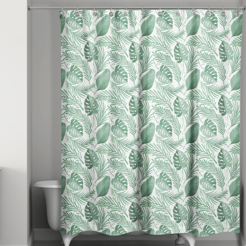 Rideau de douche simple à motif floral Tyshawn, Vert