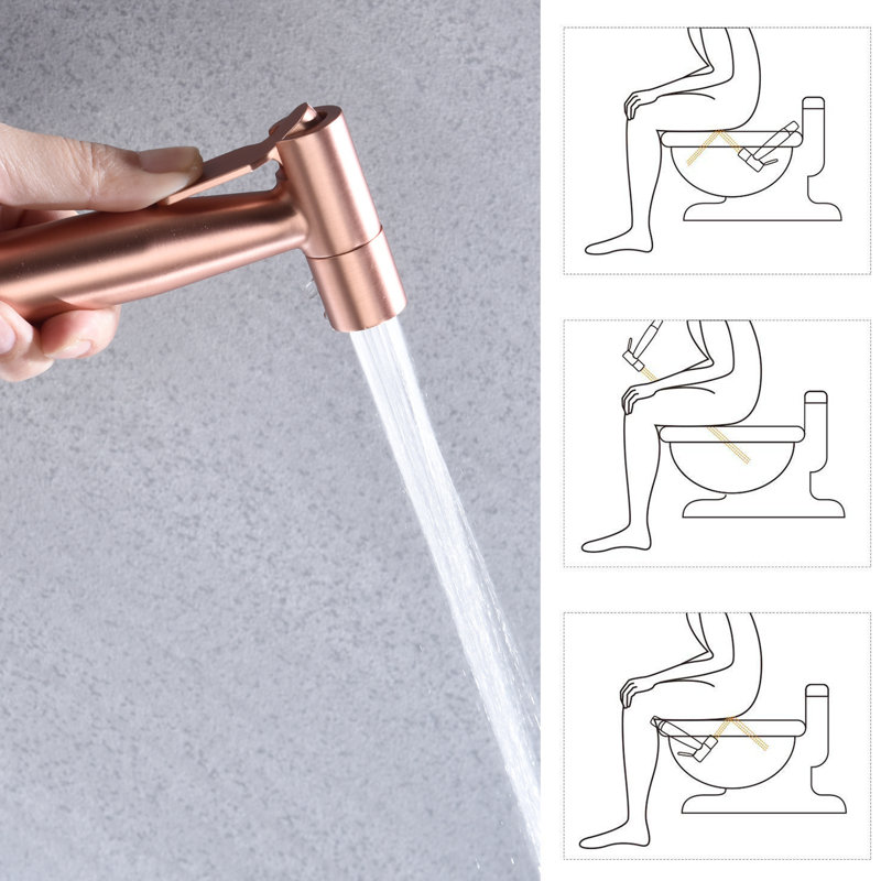 Hygienic Handheld Bidet For Toilet In Rose Gold Metal, Offers Adjustable Spray Velocity Effective Cleaning - Enhances Bathroom Hygiene With Customizable Patterns And Rust Finish