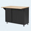 Îlot de cuisine cannelé de 51 po avec abattant, îlot de cuisine sur roulettes avec support de rangement interne, chariot de cuisine roulant avec porte-serviettes pour cuisine, salle à manger, frêne noir