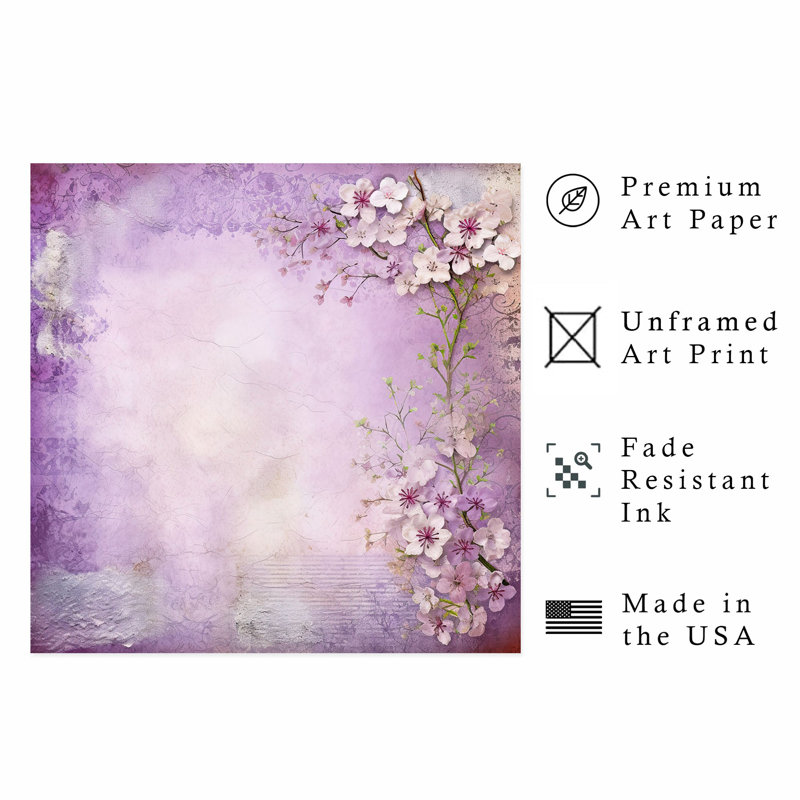 Impression florale d'inspiration asiatique zen, H 14 po x l 14 po