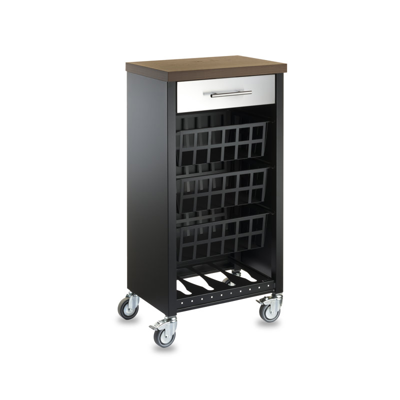 Zamora 48cm W Kitchen Trolley with Wood-Effect Top and Locking Wheels, Black