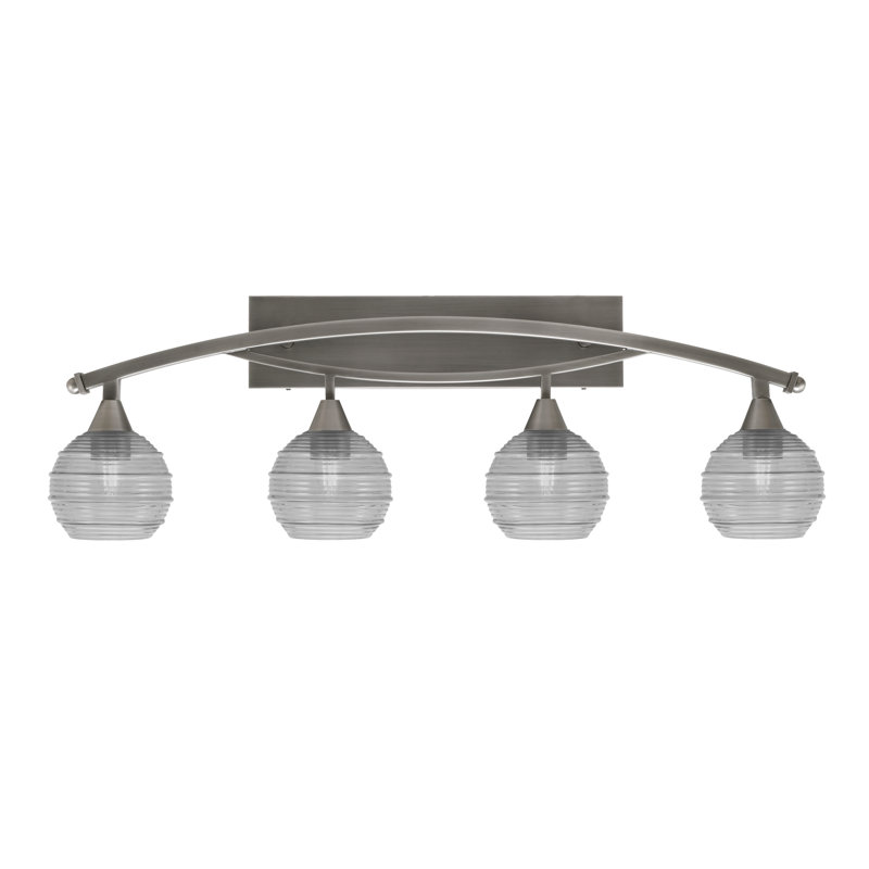 Bow 4 Light Bath Bar, Light Gray, Bronze