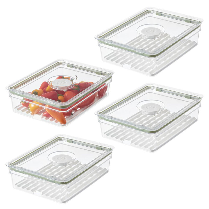 Grand bac à fruits et légumes iDesign avec plateau de drainage amovible et couvercle - Idéal pour ranger les fruits, les légumes et les collations