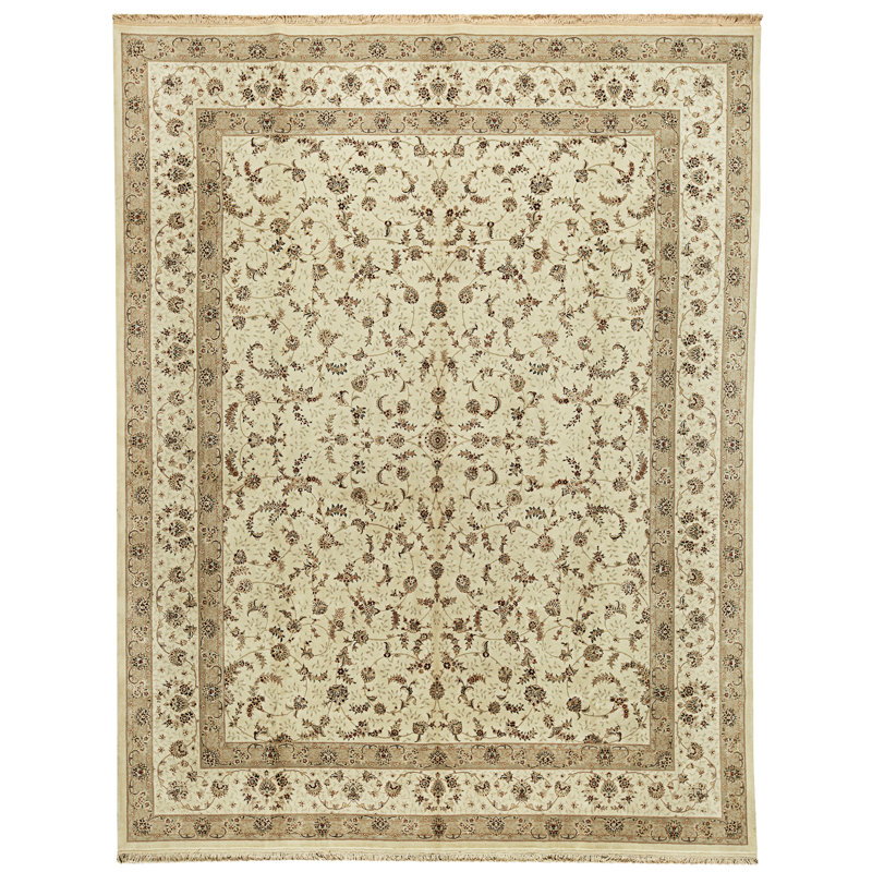 Tapis ivoire noué à la main de haute qualité