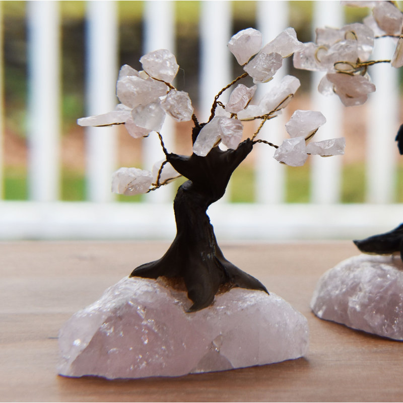 Bonsaï artificiel sur pied, Rose quartz, H 7 po x l 5 po x P 5 po