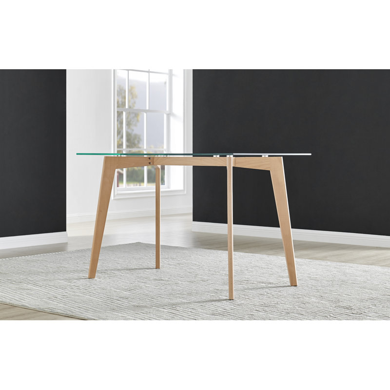 4 - Person Dining Set, Light Brown, Black/Silver