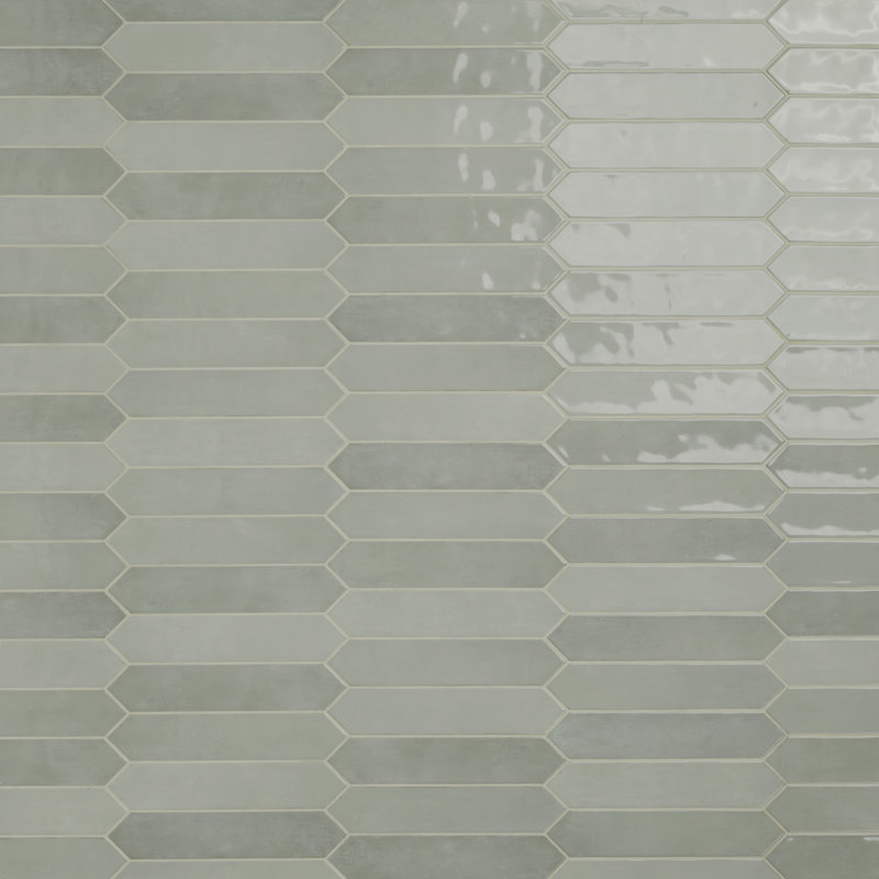 Hoku 2.5 in. x 13 in. Glossy Ceramic Picket Wall Tile, Sage