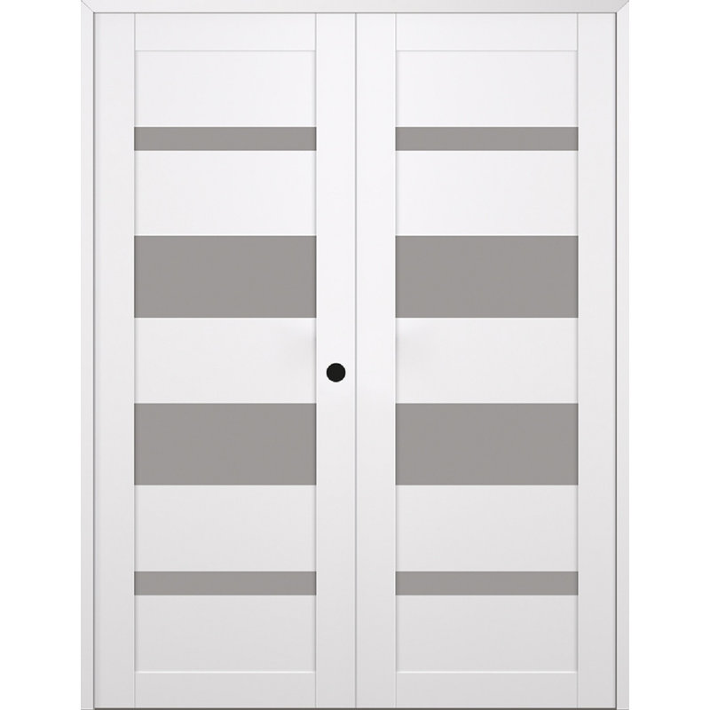 Porte standard à panneaux en bois manufacturé massif préfini Mirella, Gauche, 59,5 po x 79,37 po