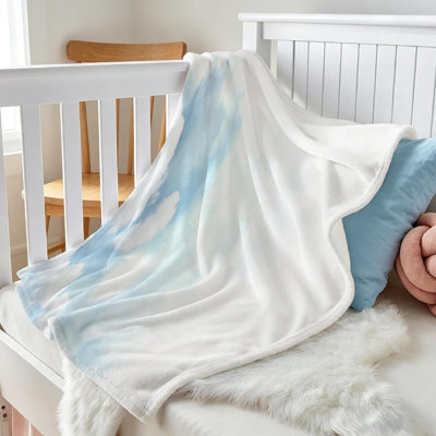Blue Ultra Soft Flannel Fleece Throw Blanket,Soft Clouds Single-Sided Print