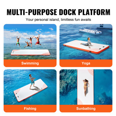 Tapis de quai flottant antidérapant 15 x 6 pi avec échelle amovible et sac de transport portable