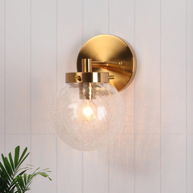  Applique murale de salle de bain à intensité variable dorée 1 lumière l 5,5 po Jenavicia Certifié UL