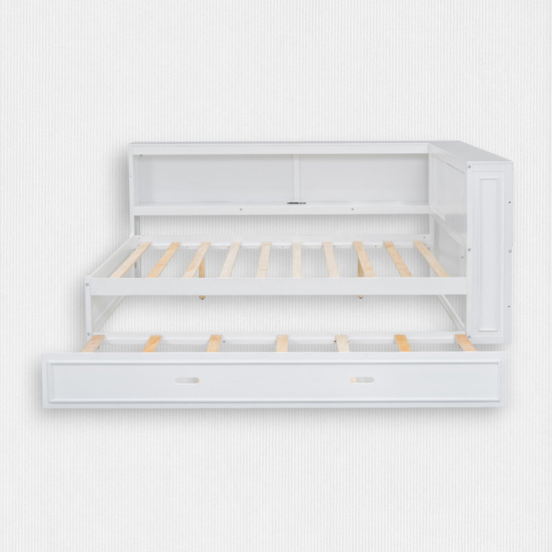 Lit de jour avec couchette en bois, Blanc