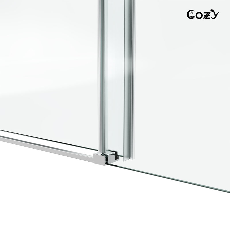 68-73" W X 72" H Frameless Single Sliding Shower Door with 3/8" (10mm) Clear Tempered Glass, Shatter-Resistant Film & Installation Hole Locator - Square Top Rail