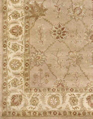 Kamala Wool Oriental Area Rug in Beige/Olive, Rectangle 8' x 10'