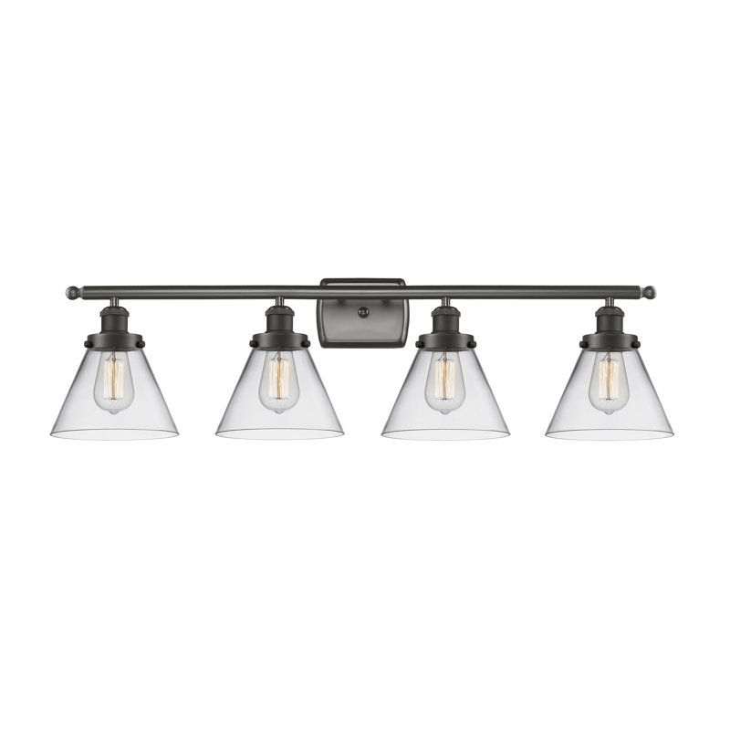 Éclairage pour salle de bain 4 lumières Ameka, Incandescent, Transparent, Bronze huilé