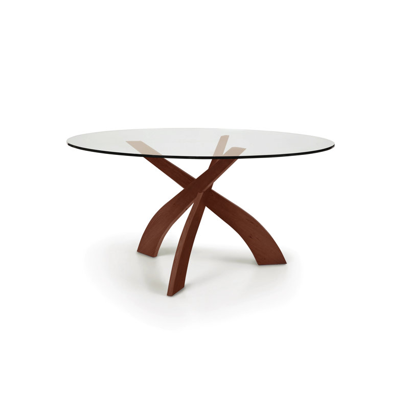 Entwine Round Glass Top Table, 30" H x 60" L x 60" W, Cognac Cherry