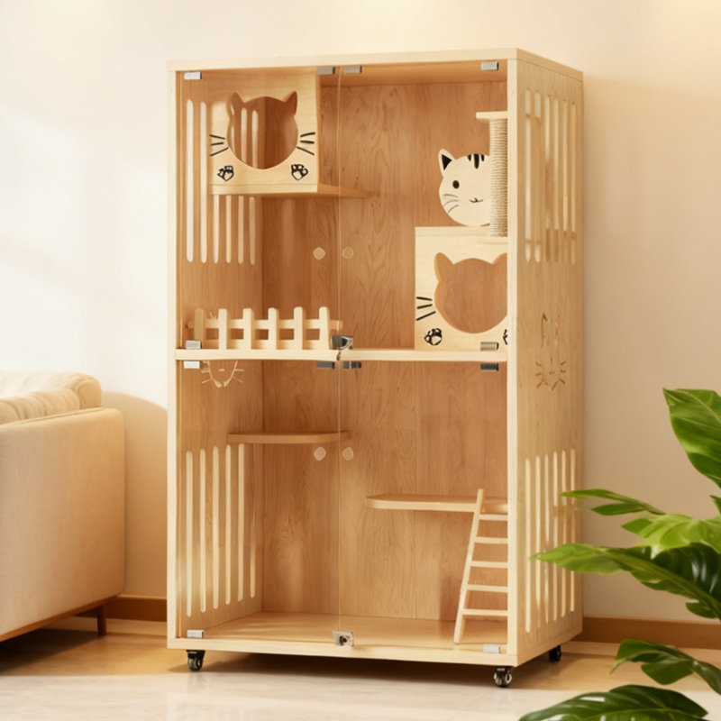 Maison pour chat confortable et écologique en bois massif